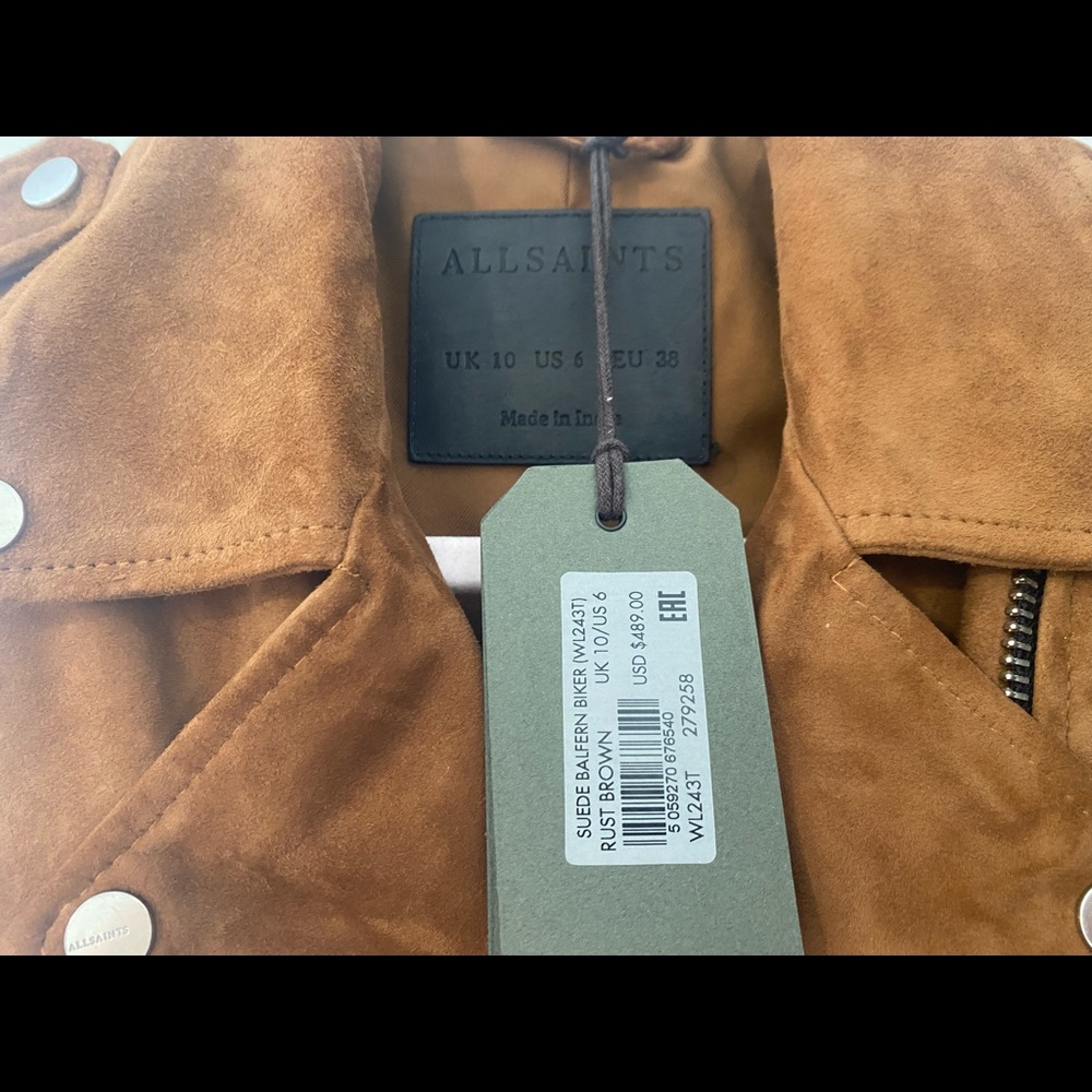 Allsaints Suede Balfern Biker Jacket - Picture 8 of 13